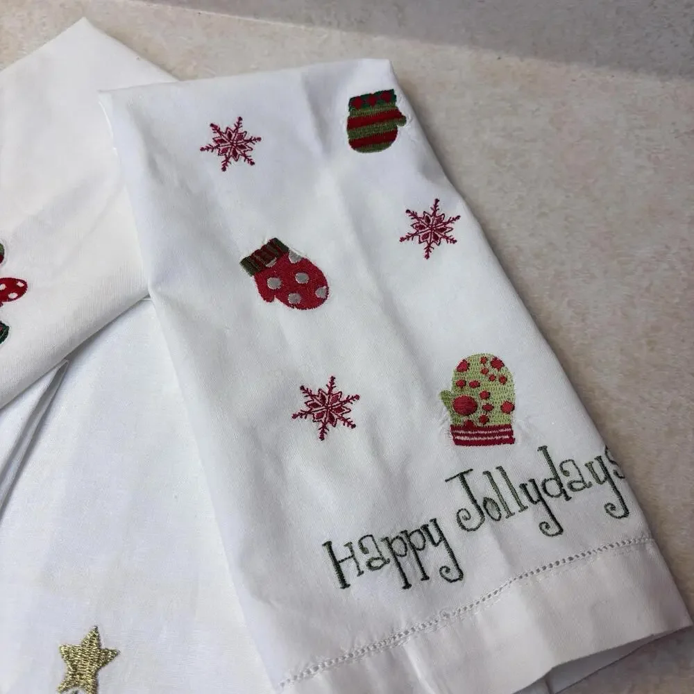 Christmas Tea Towels Bed Bath Beyond Christmas Trees Happy Jollydays Mittens 4